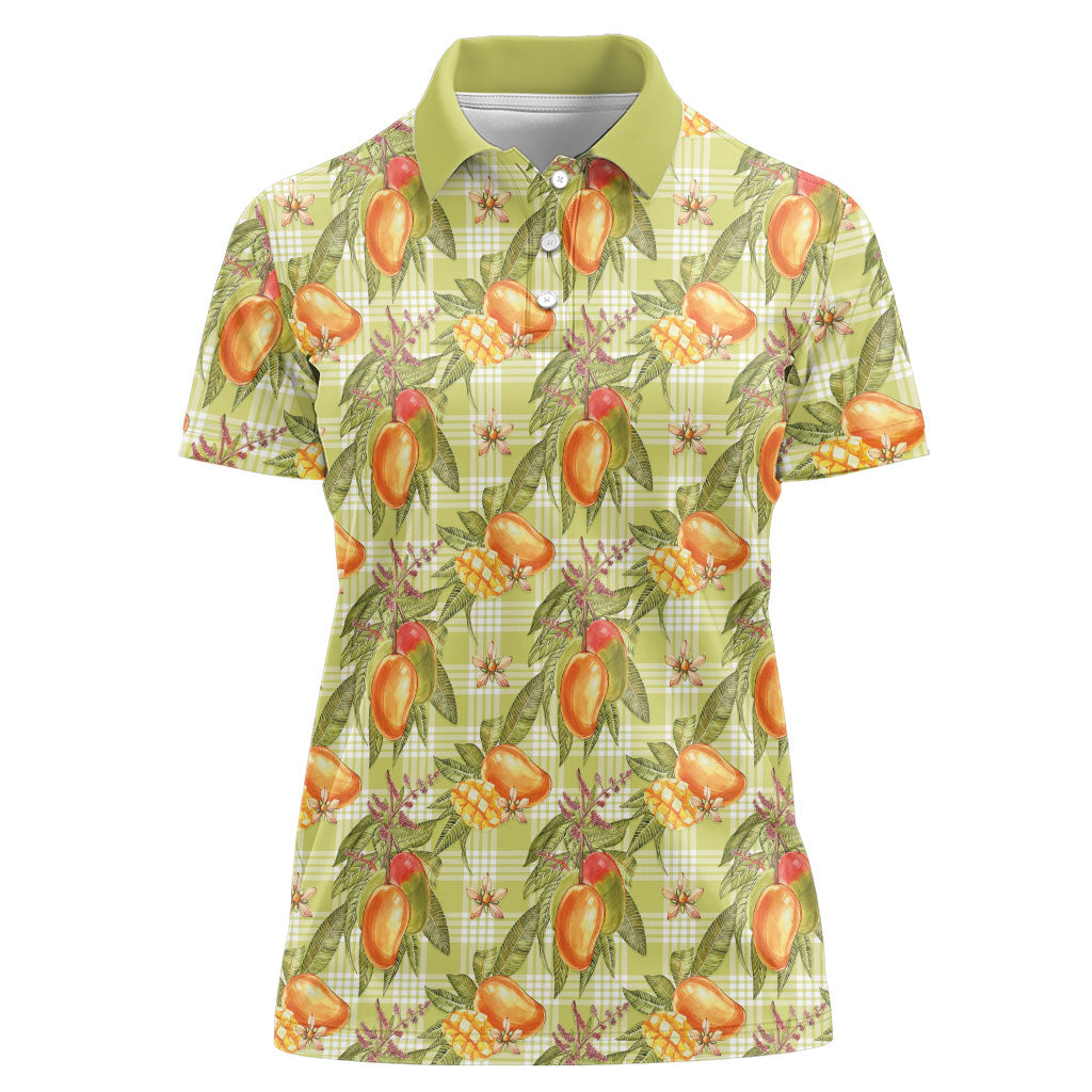 Vintage Hawaii Mango Women Polo Shirt Yellow Green Hawaiian Palaka LT05 Female Green - Polynesian Pride