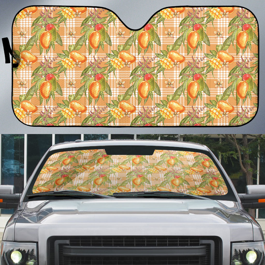 Vintage Hawaii Mango Auto Sun Shade Coral Hawaiian Palaka LT05 Orange - Polynesian Pride
