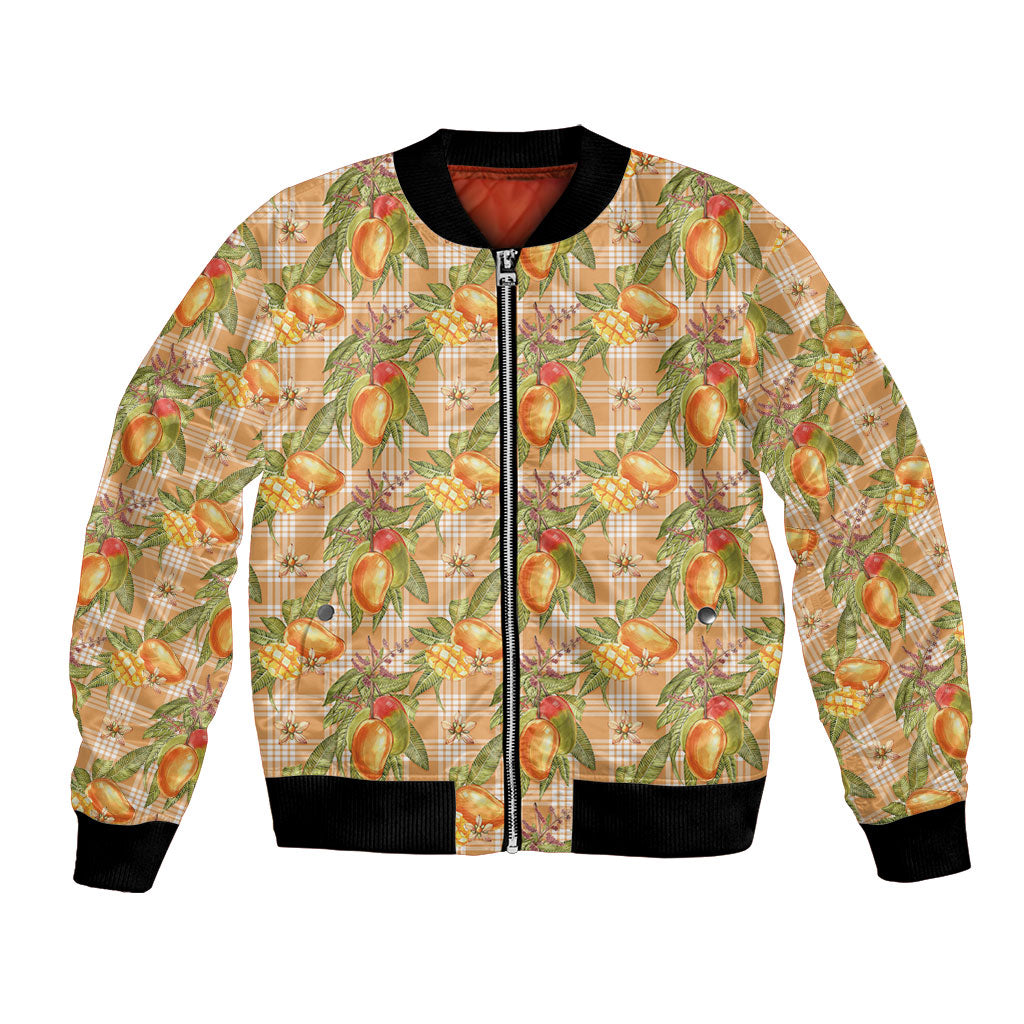 Vintage Hawaii Mango Bomber Jacket Coral Hawaiian Palaka LT05 Unisex Orange - Polynesian Pride