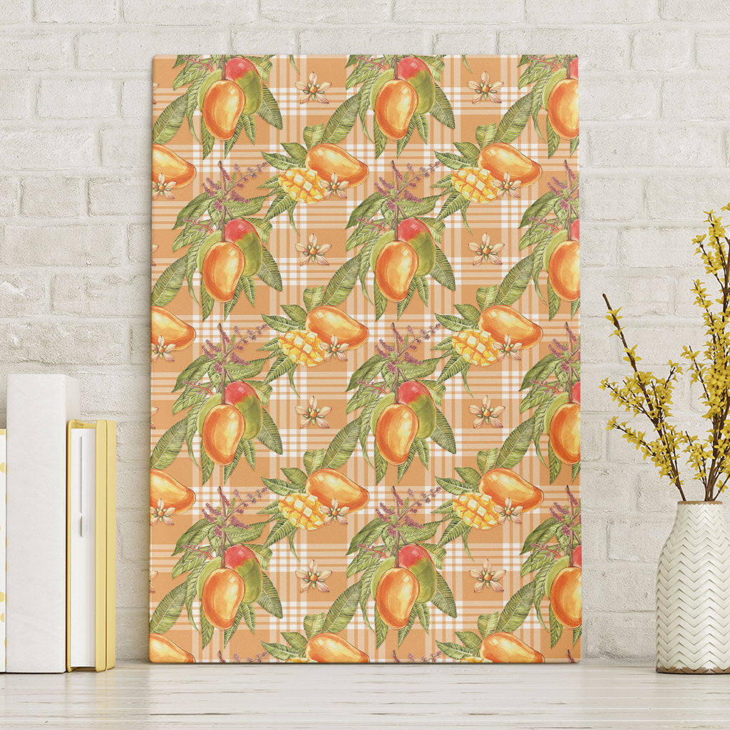 Vintage Hawaii Mango Canvas Wall Art Coral Hawaiian Palaka LT05 Without Frame Orange - Polynesian Pride