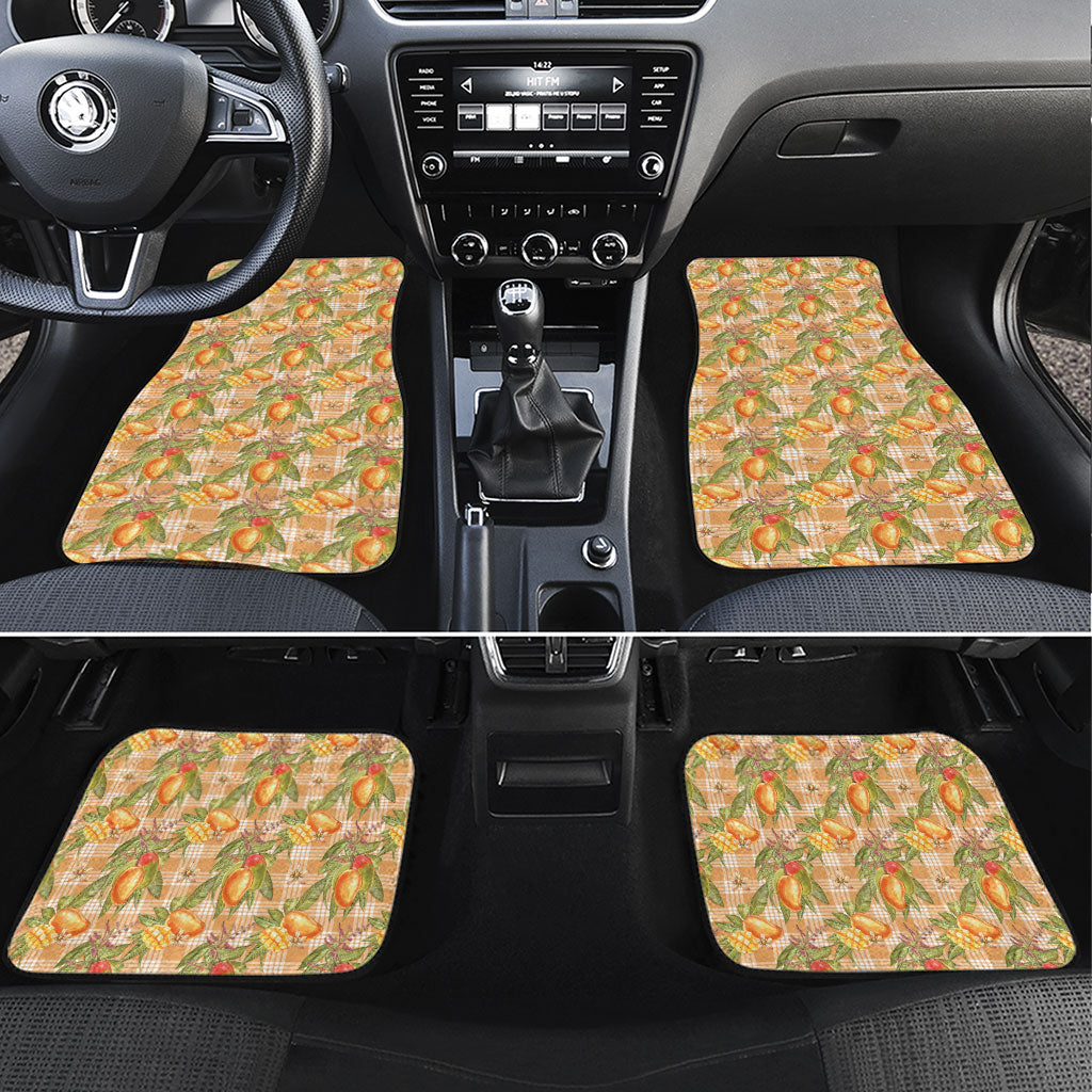Vintage Hawaii Mango Car Mats Coral Hawaiian Palaka LT05 Set 4pcs Orange - Polynesian Pride