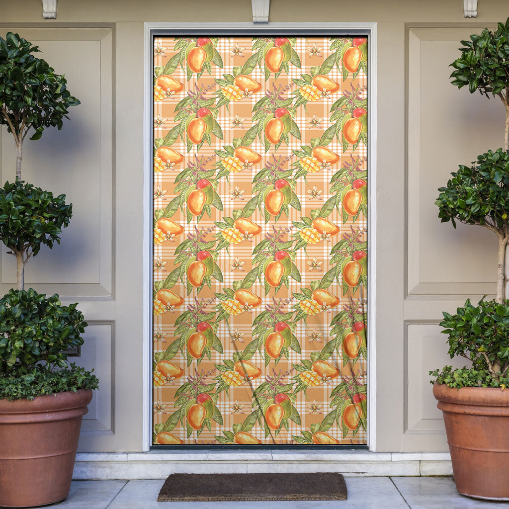 Vintage Hawaii Mango Door Cover Coral Hawaiian Palaka LT05 Orange - Polynesian Pride