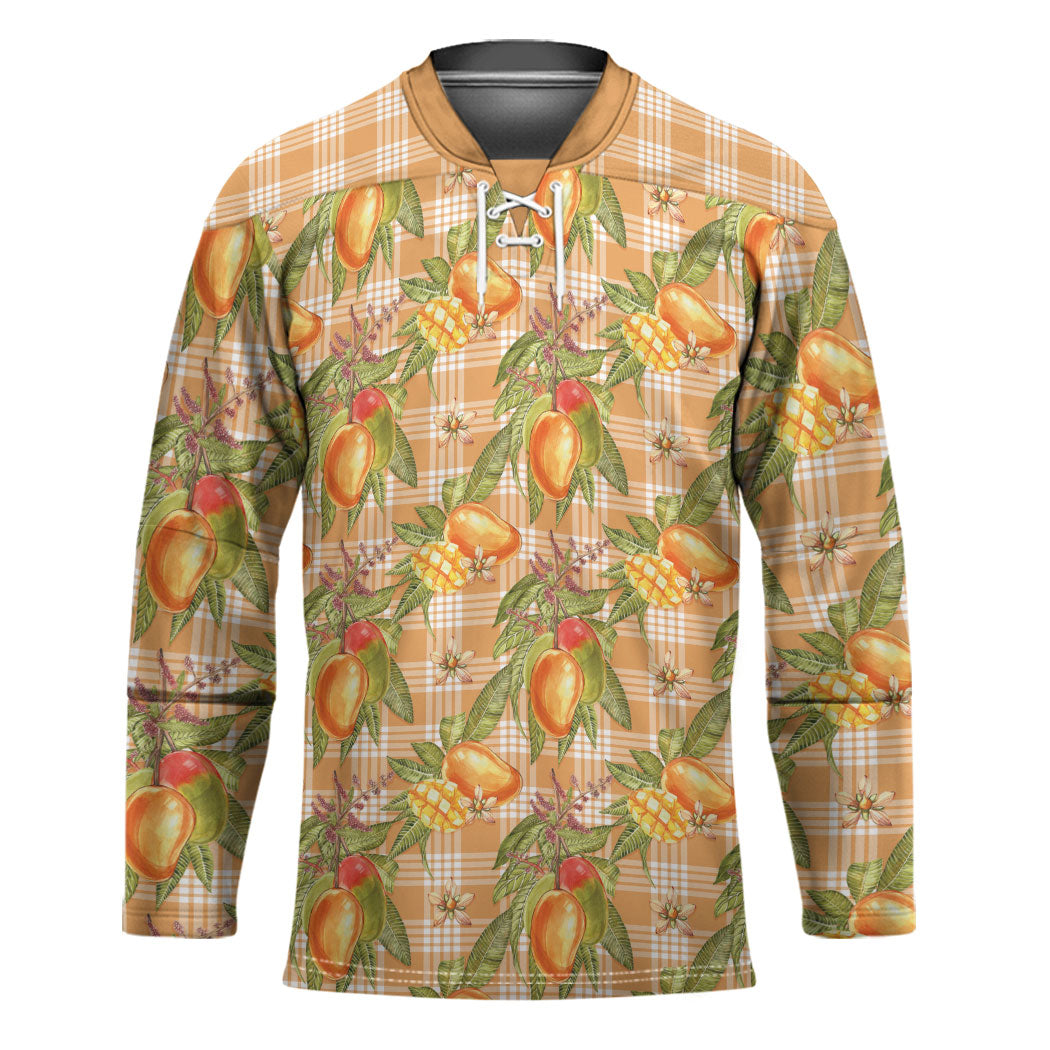 Vintage Hawaii Mango Hockey Jersey Coral Hawaiian Palaka LT05 Unisex Orange - Polynesian Pride