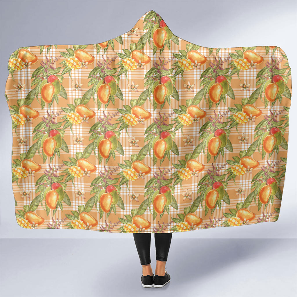 Vintage Hawaii Mango Hooded Blanket Coral Hawaiian Palaka LT05 One Size Orange - Polynesian Pride