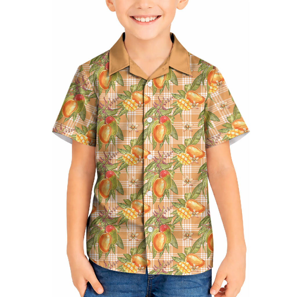 Vintage Hawaii Mango Kid Hawaiian Shirt Coral Hawaiian Palaka LT05 Kid Orange - Polynesian Pride