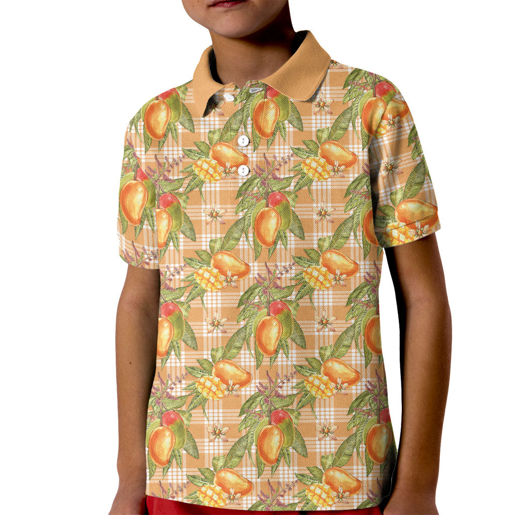 Vintage Hawaii Mango Kid Polo Shirt Coral Hawaiian Palaka LT05 Kid Orange - Polynesian Pride