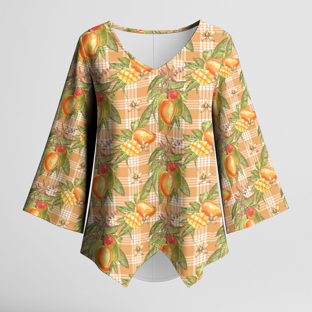 Vintage Hawaii Mango Kimono Sleeve Blouse Coral Hawaiian Palaka LT05 Female Orange - Polynesian Pride