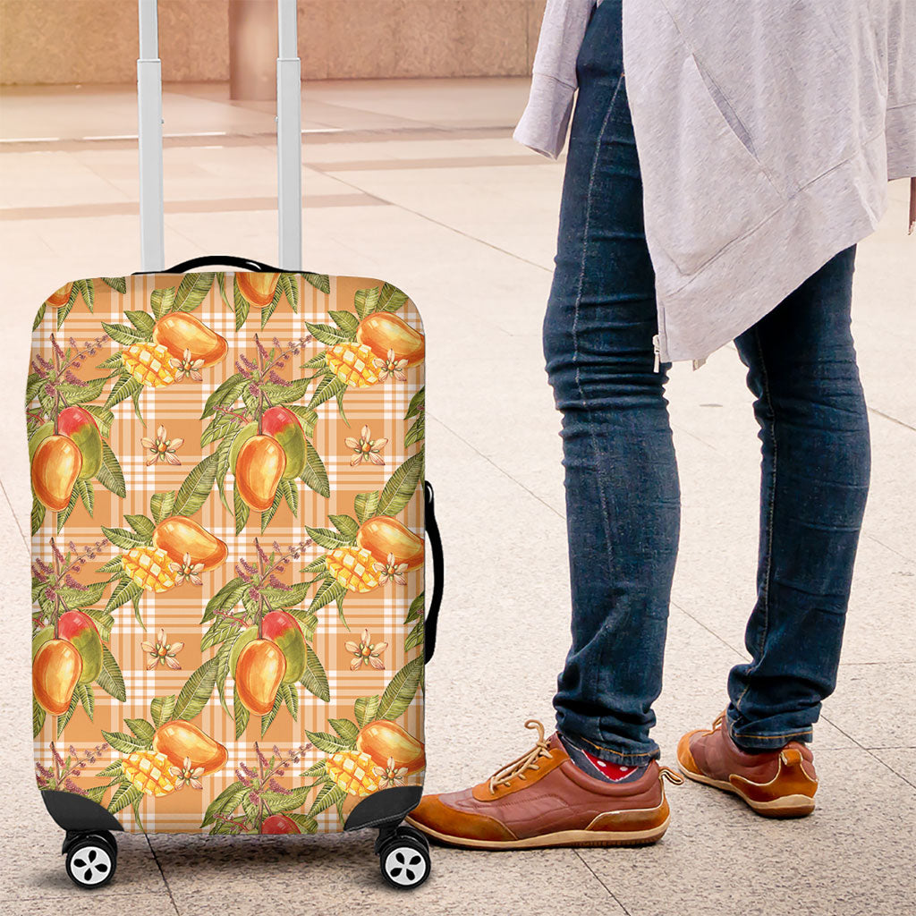 Vintage Hawaii Mango Luggage Cover Coral Hawaiian Palaka LT05 Orange - Polynesian Pride