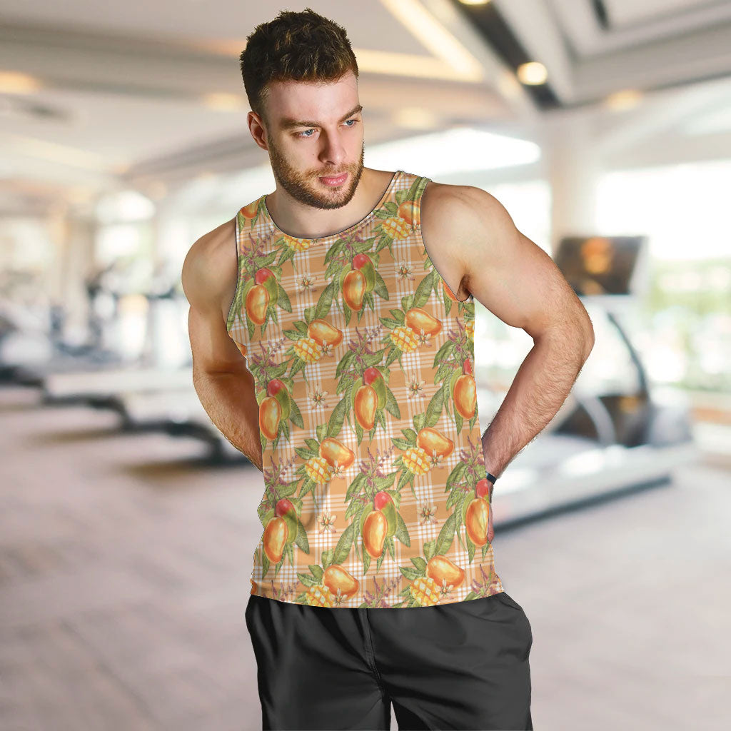 Vintage Hawaii Mango Men Tank Top Coral Hawaiian Palaka LT05 Orange - Polynesian Pride