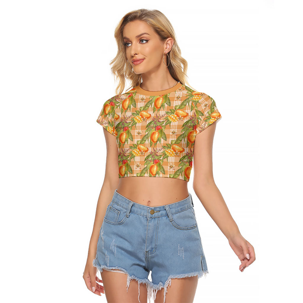 Vintage Hawaii Mango Raglan Cropped T Shirt Coral Hawaiian Palaka LT05 Female Orange - Polynesian Pride