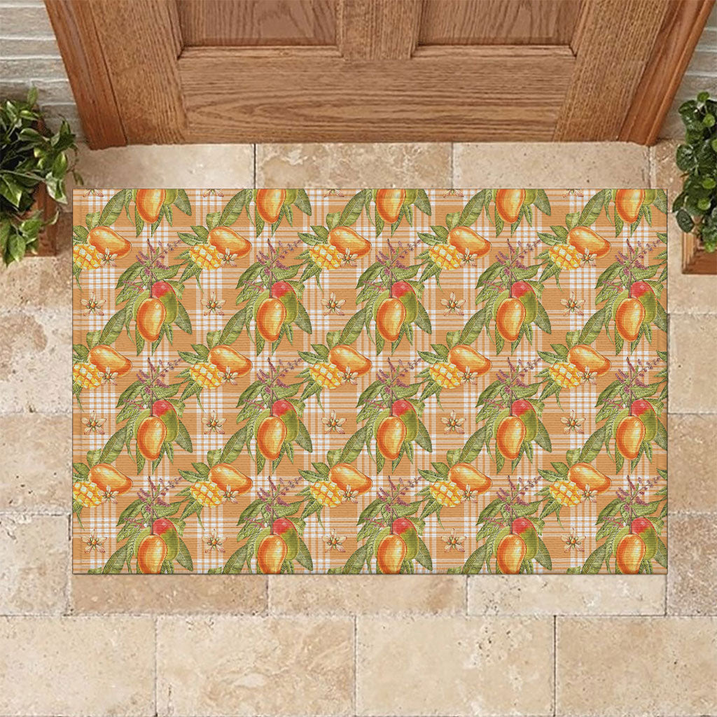 Vintage Hawaii Mango Rubber Doormat Coral Hawaiian Palaka LT05 Orange - Polynesian Pride