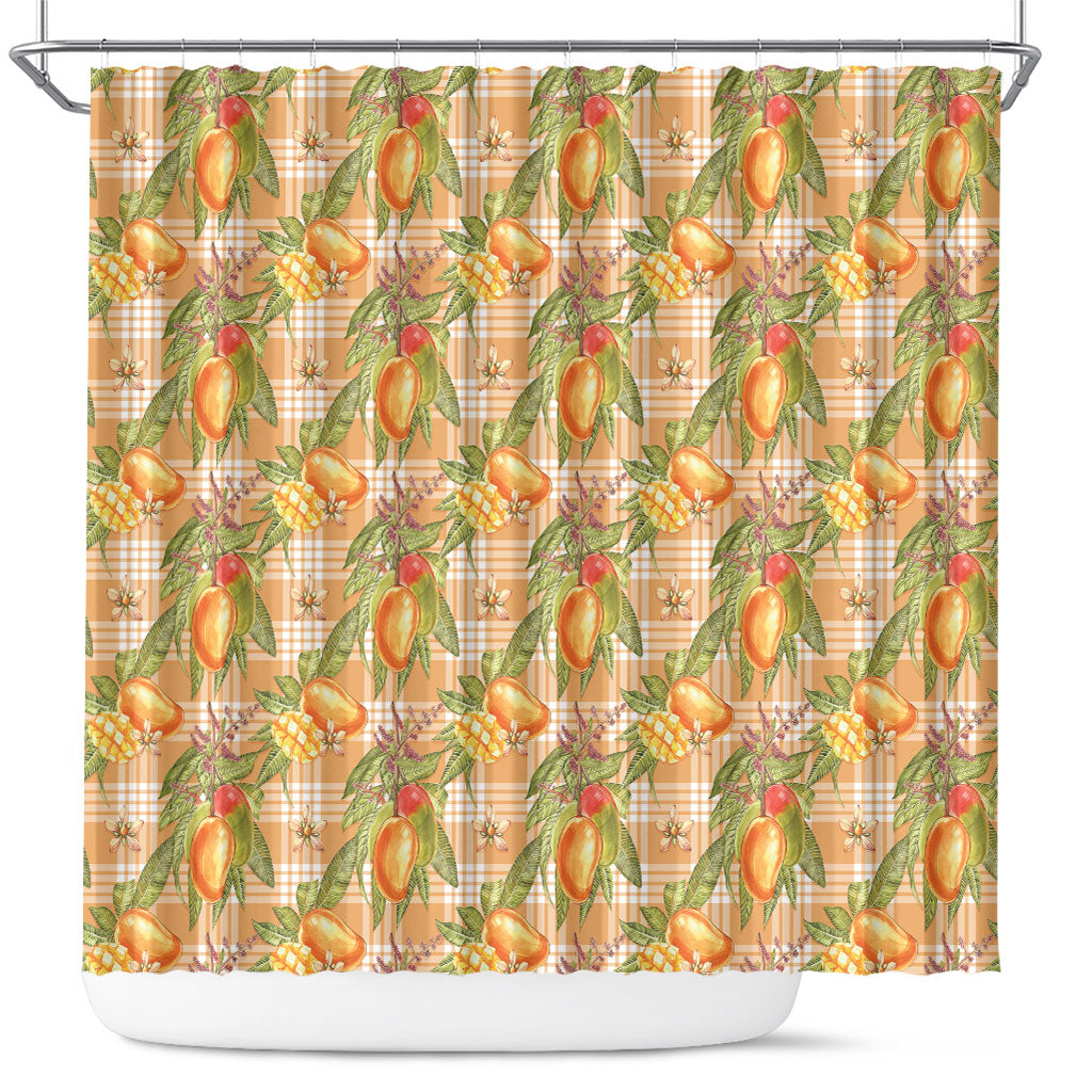 Vintage Hawaii Mango Shower Curtain Coral Hawaiian Palaka LT05 Orange - Polynesian Pride