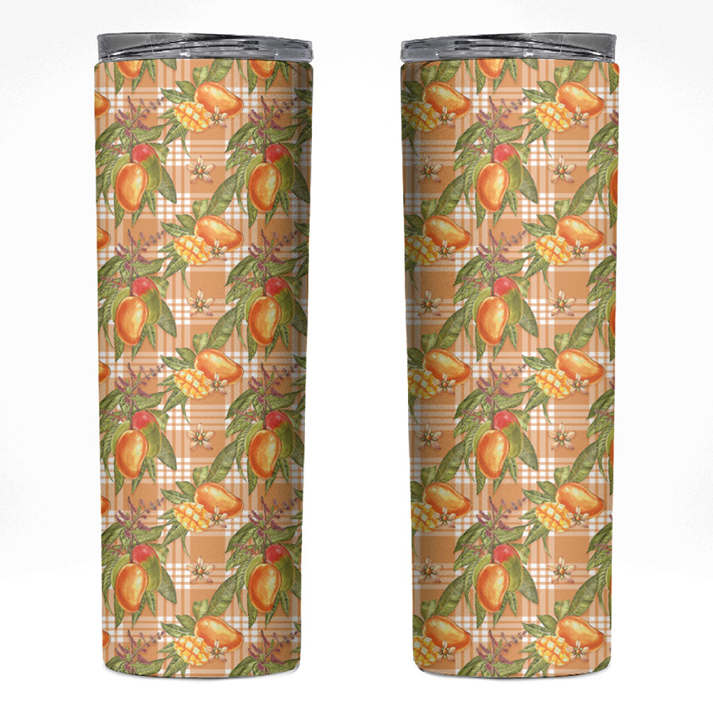 Vintage Hawaii Mango Skinny Tumbler Coral Hawaiian Palaka LT05 Orange - Polynesian Pride