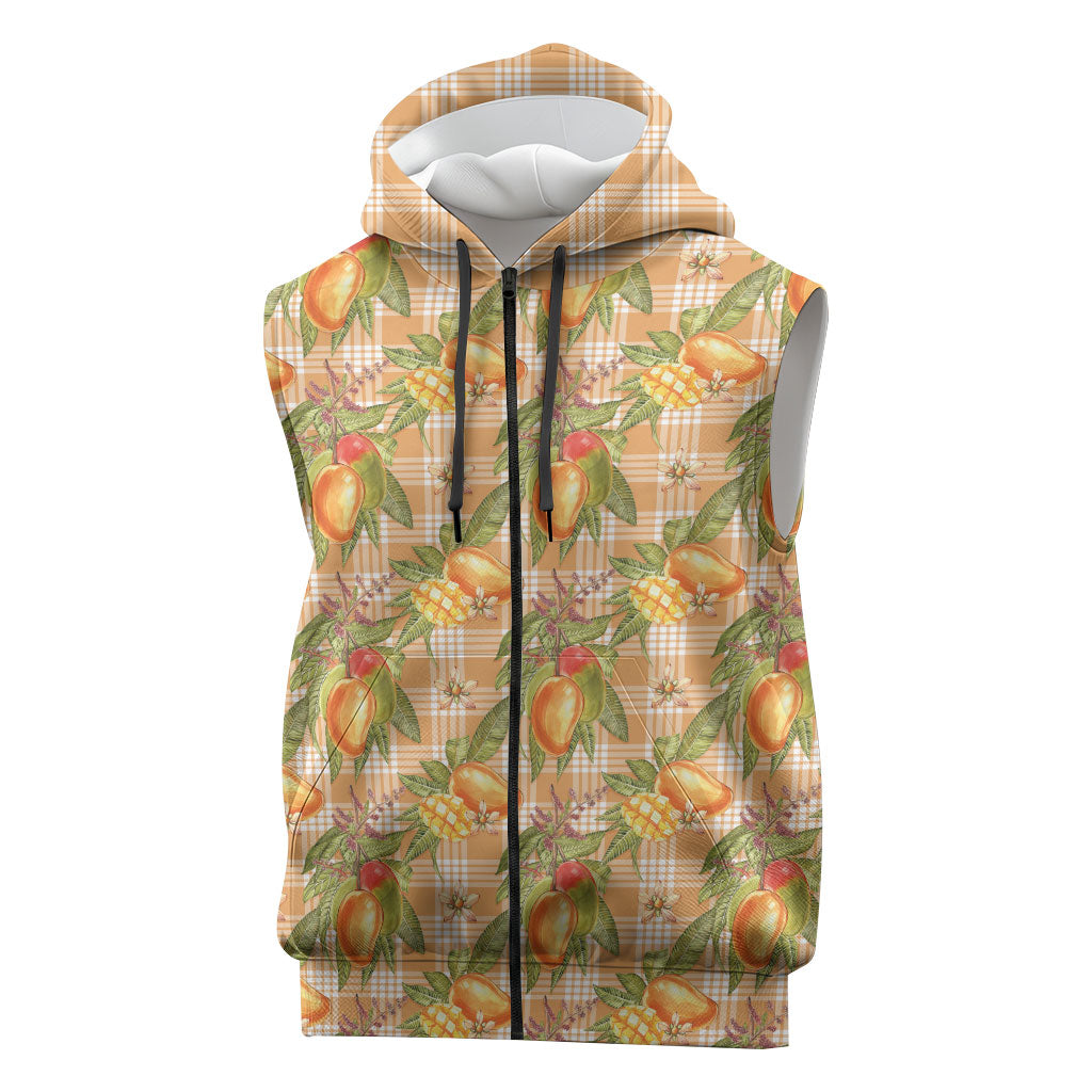 Vintage Hawaii Mango Sleeveless Zip Hoodie Coral Hawaiian Palaka LT05 Orange - Polynesian Pride