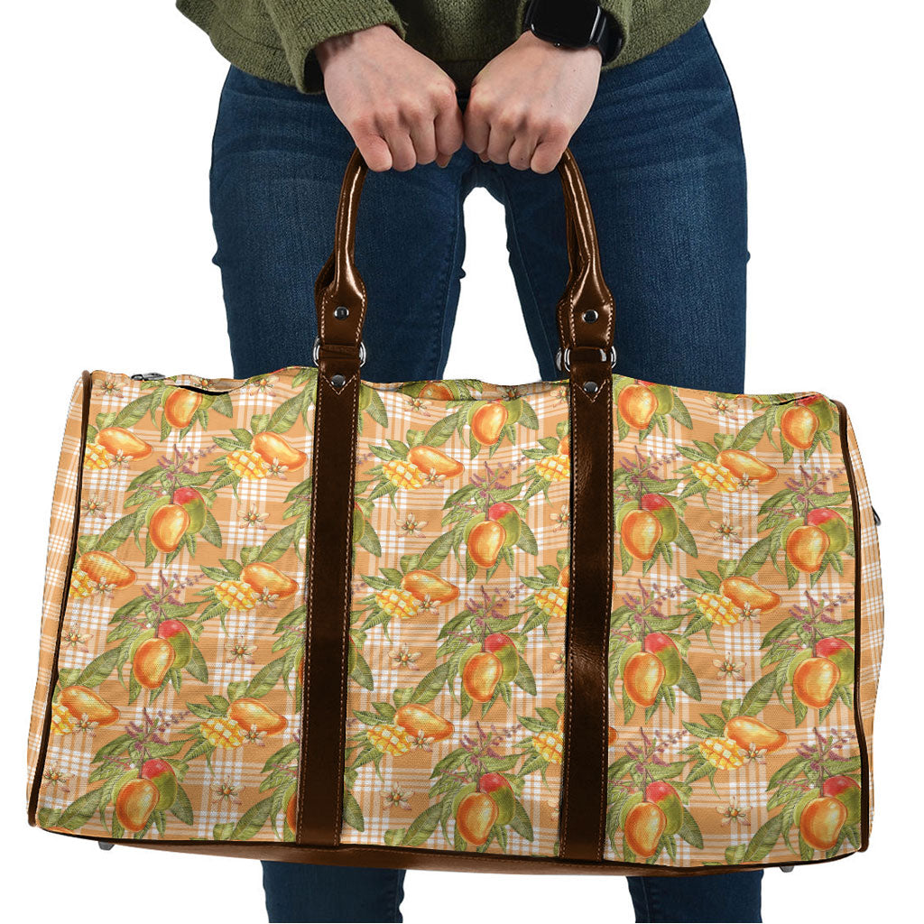 Vintage Hawaii Mango Travel Bag Coral Hawaiian Palaka LT05 Orange - Polynesian Pride