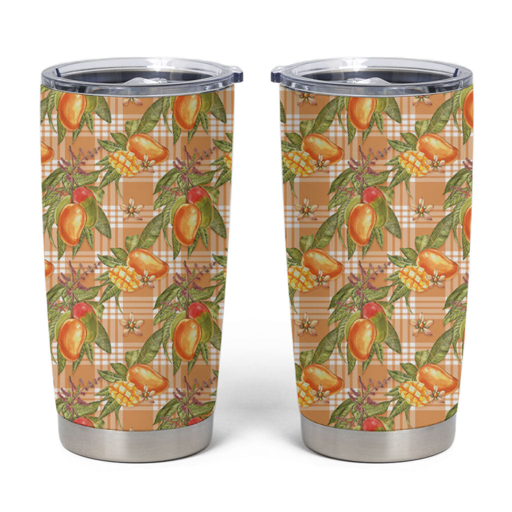 Vintage Hawaii Mango Tumbler Cup Coral Hawaiian Palaka LT05 Orange - Polynesian Pride