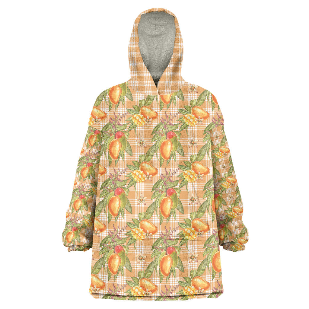 Vintage Hawaii Mango Wearable Blanket Hoodie Coral Hawaiian Palaka LT05 One Size Orange - Polynesian Pride