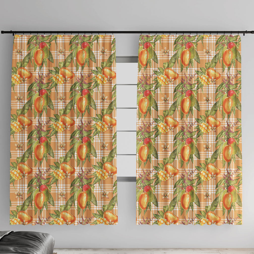 Vintage Hawaii Mango Window Curtain Coral Hawaiian Palaka LT05 With Hooks Orange - Polynesian Pride