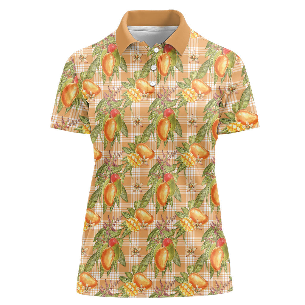 Vintage Hawaii Mango Women Polo Shirt Coral Hawaiian Palaka LT05 Female Orange - Polynesian Pride