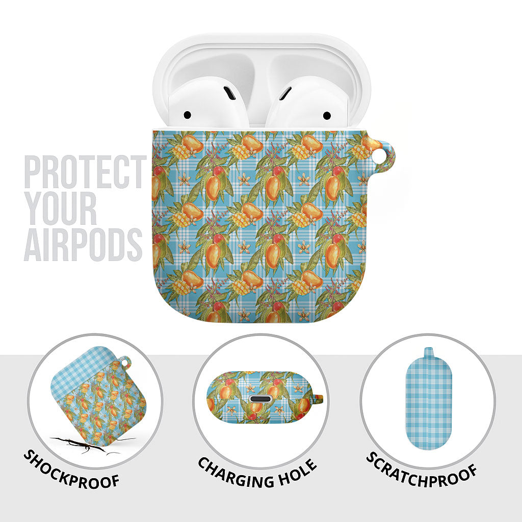 Vintage Hawaii Mango AirPods Case Blue Hawaiian Palaka LT05 - Polynesian Pride