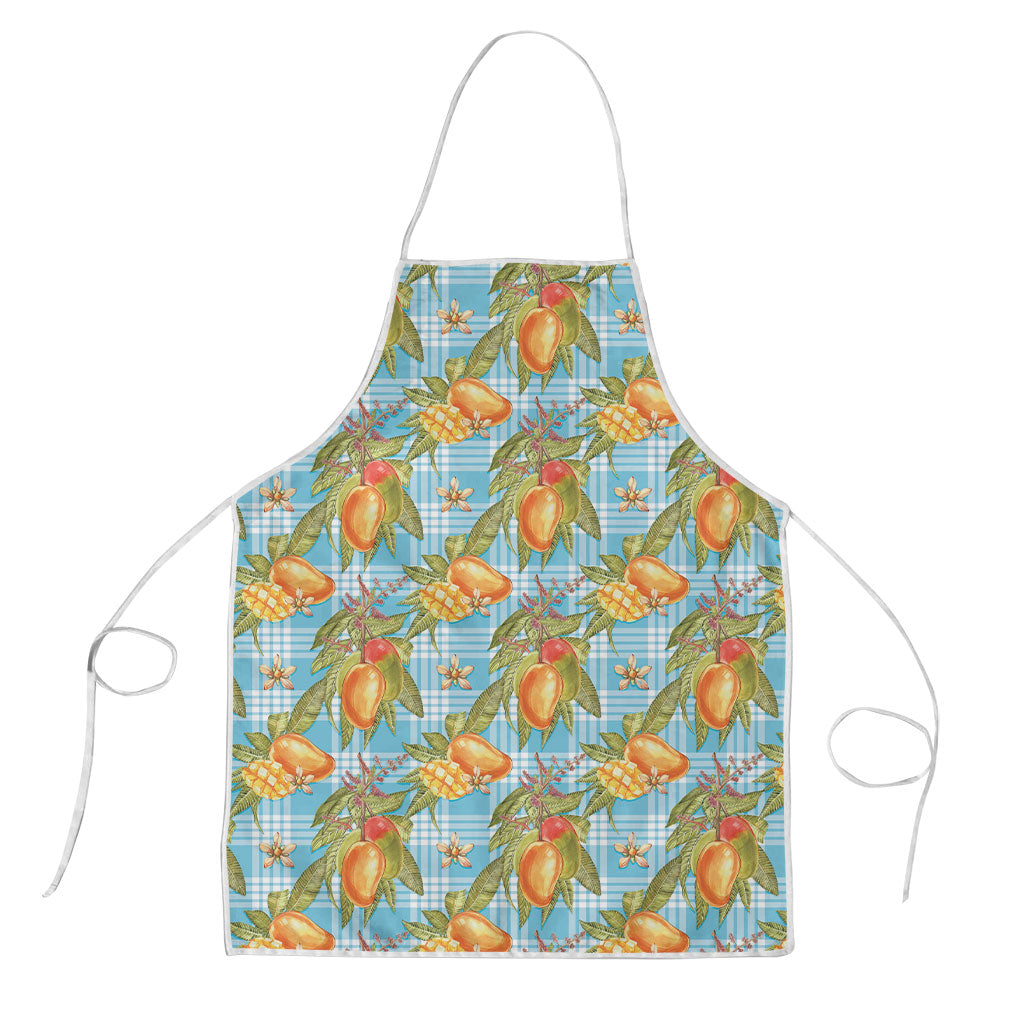 Vintage Hawaii Mango Apron Blue Hawaiian Palaka LT05 Blue - Polynesian Pride