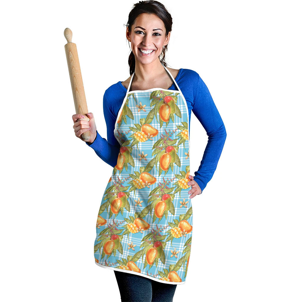 Vintage Hawaii Mango Apron Blue Hawaiian Palaka LT05 - Polynesian Pride