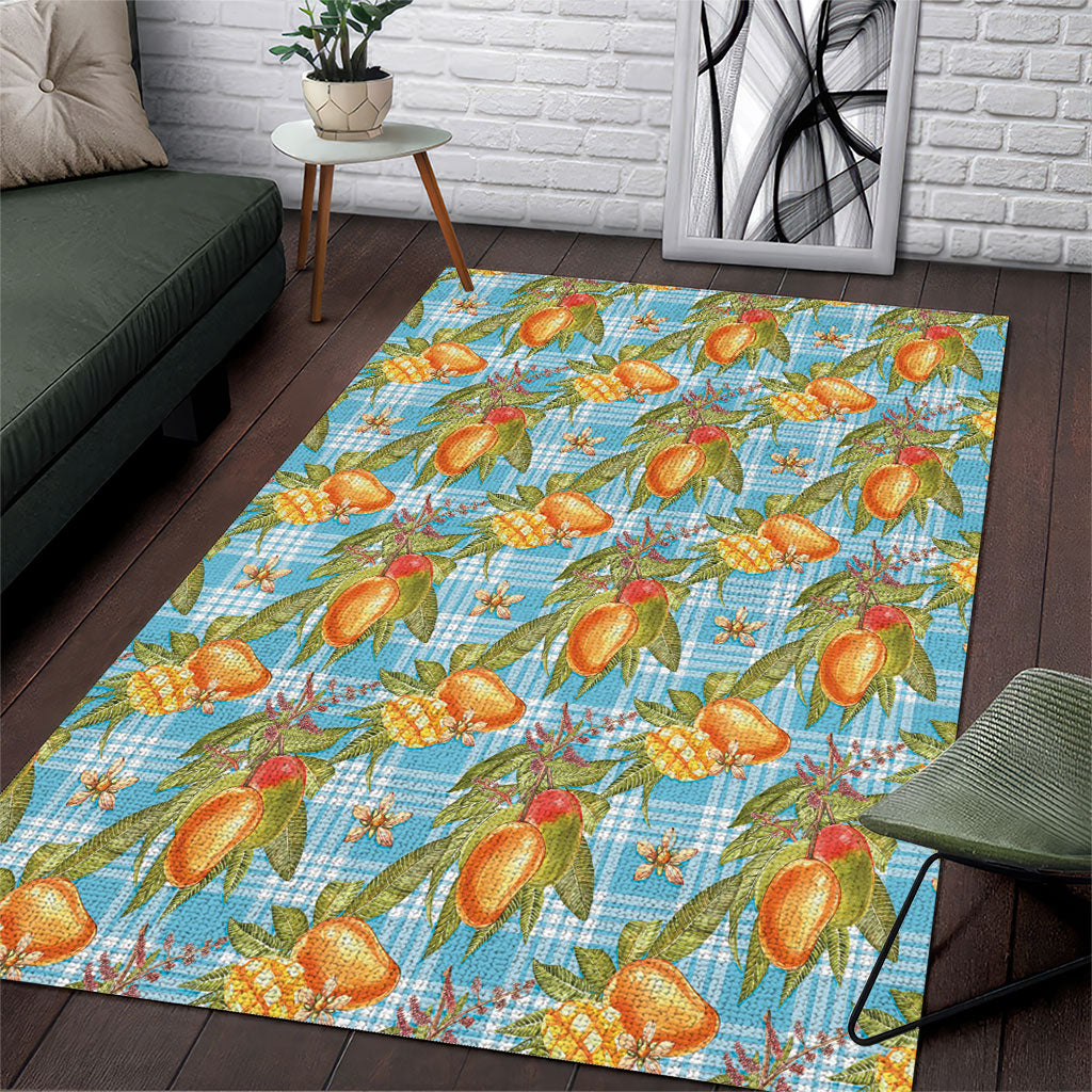 Vintage Hawaii Mango Area Rug Blue Hawaiian Palaka LT05 Blue - Polynesian Pride