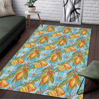 Vintage Hawaii Mango Area Rug Blue Hawaiian Palaka LT05 Blue - Polynesian Pride
