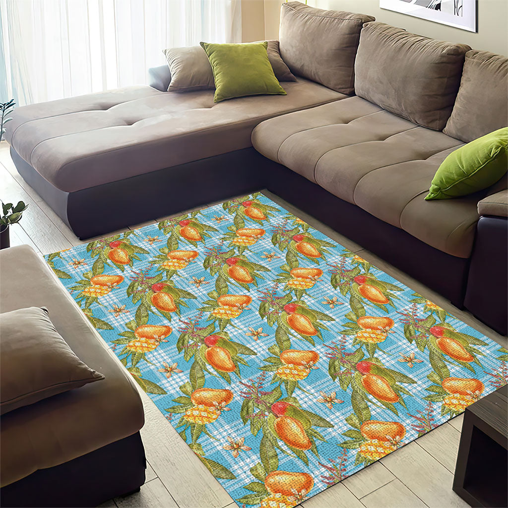 Vintage Hawaii Mango Area Rug Blue Hawaiian Palaka LT05 - Polynesian Pride