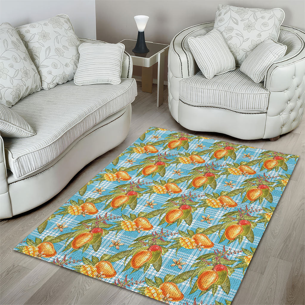 Vintage Hawaii Mango Area Rug Blue Hawaiian Palaka LT05 - Polynesian Pride