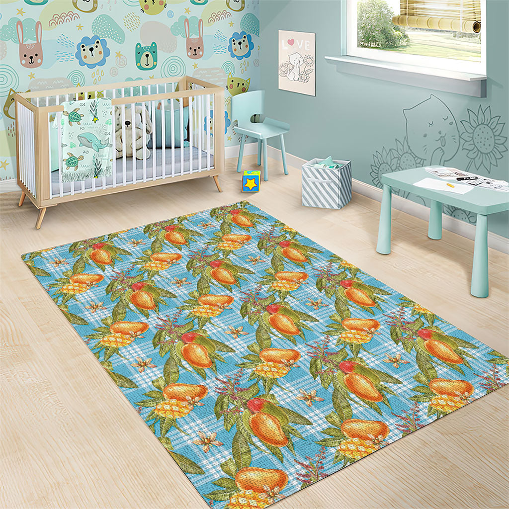 Vintage Hawaii Mango Area Rug Blue Hawaiian Palaka LT05 - Polynesian Pride