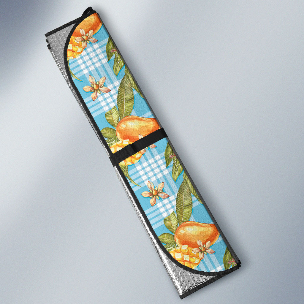 Vintage Hawaii Mango Auto Sun Shade Blue Hawaiian Palaka LT05 - Polynesian Pride