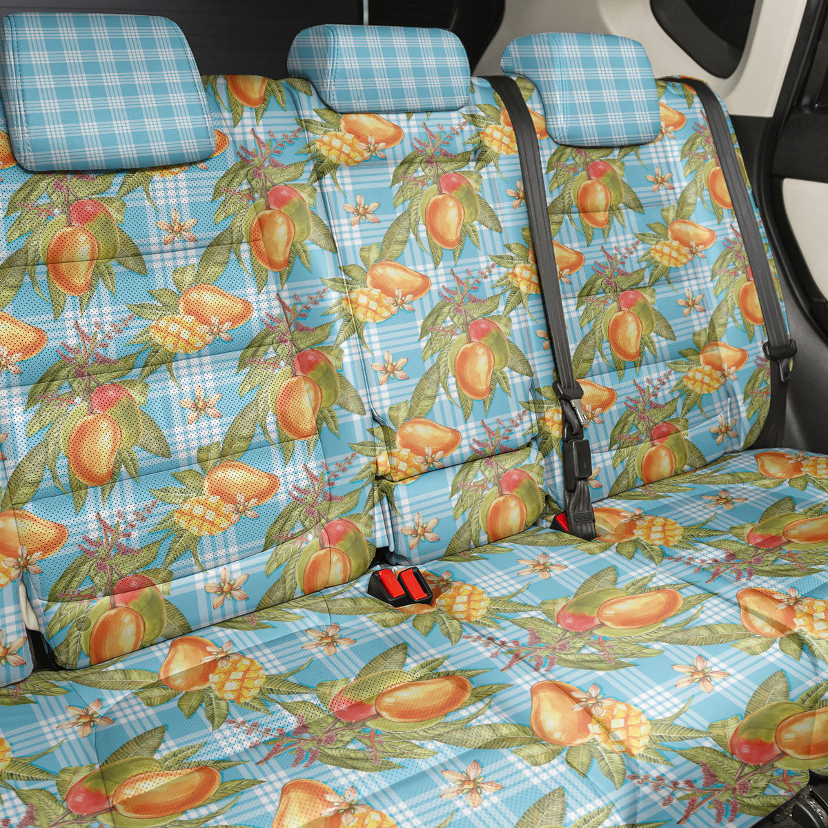 Vintage Hawaii Mango Back Car Seat Cover Blue Hawaiian Palaka LT05 - Polynesian Pride