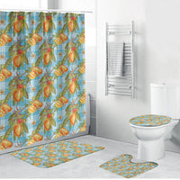 Vintage Hawaii Mango Bathroom Set Blue Hawaiian Palaka LT05 Bathroom Set (4 pcs) Blue - Polynesian Pride
