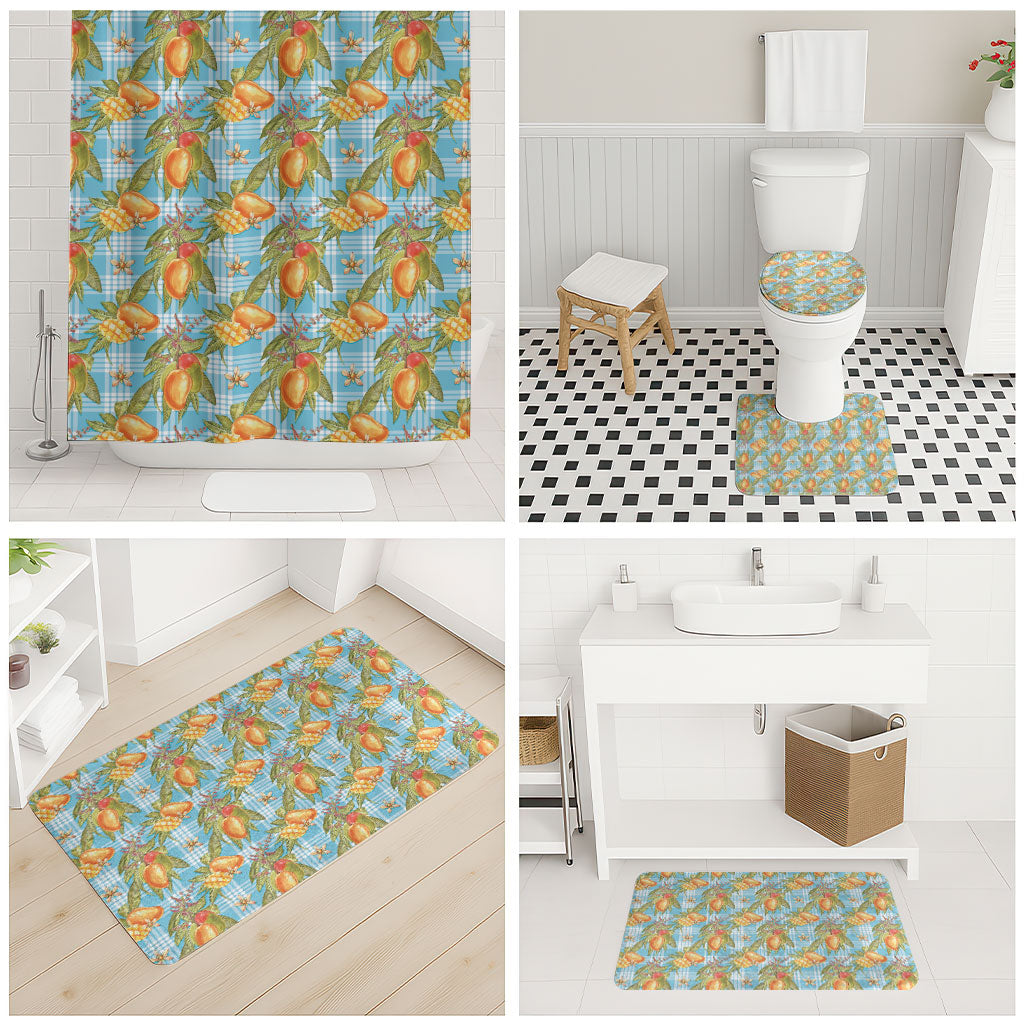 Vintage Hawaii Mango Bathroom Set Blue Hawaiian Palaka LT05 - Polynesian Pride