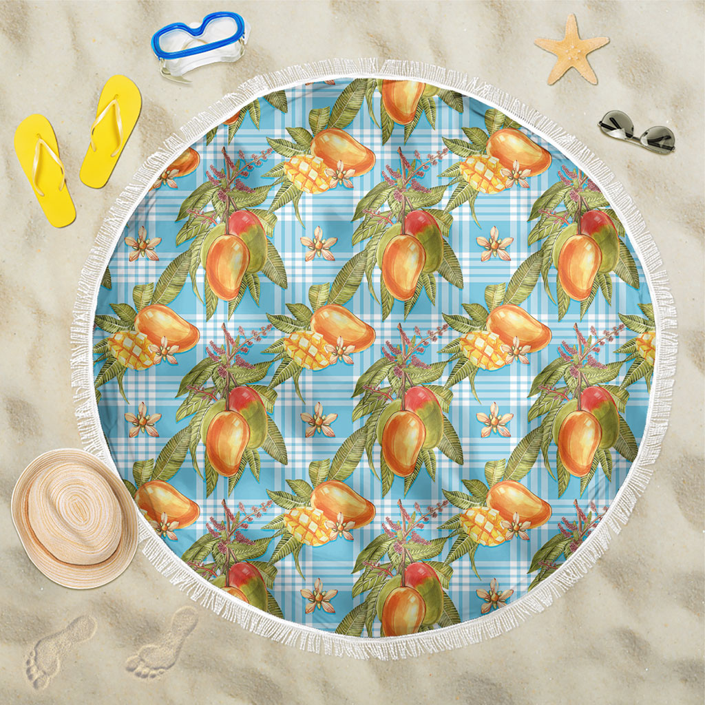 Vintage Hawaii Mango Beach Blanket Blue Hawaiian Palaka LT05 One Size 150cm Blue - Polynesian Pride