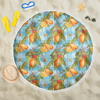 Vintage Hawaii Mango Beach Blanket Blue Hawaiian Palaka LT05 One Size 150cm Blue - Polynesian Pride