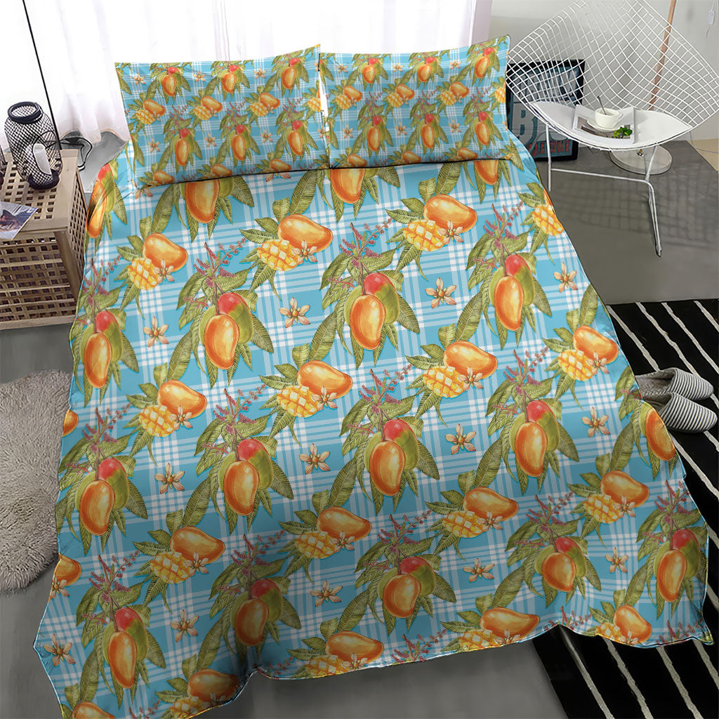 Vintage Hawaii Mango Bedding Set Blue Hawaiian Palaka LT05 - Polynesian Pride