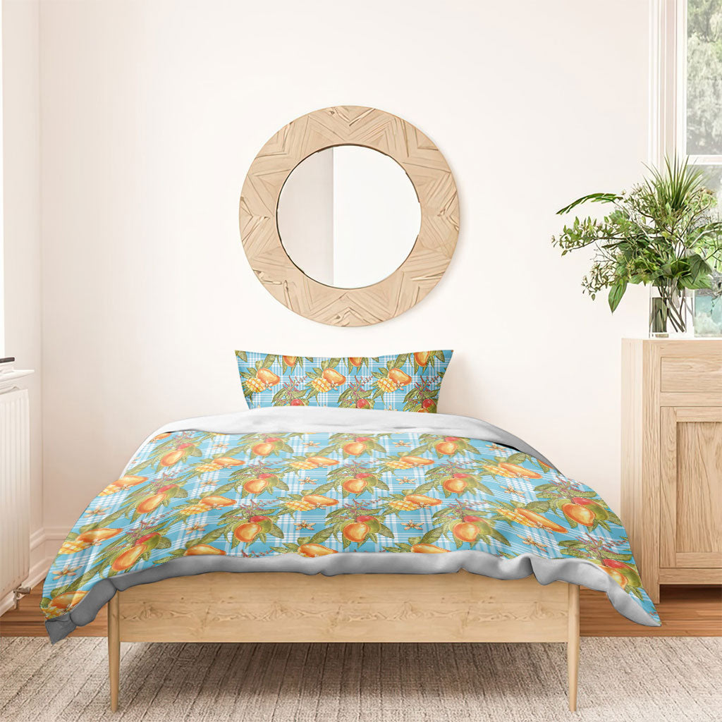 Vintage Hawaii Mango Bedding Set Blue Hawaiian Palaka LT05 - Polynesian Pride