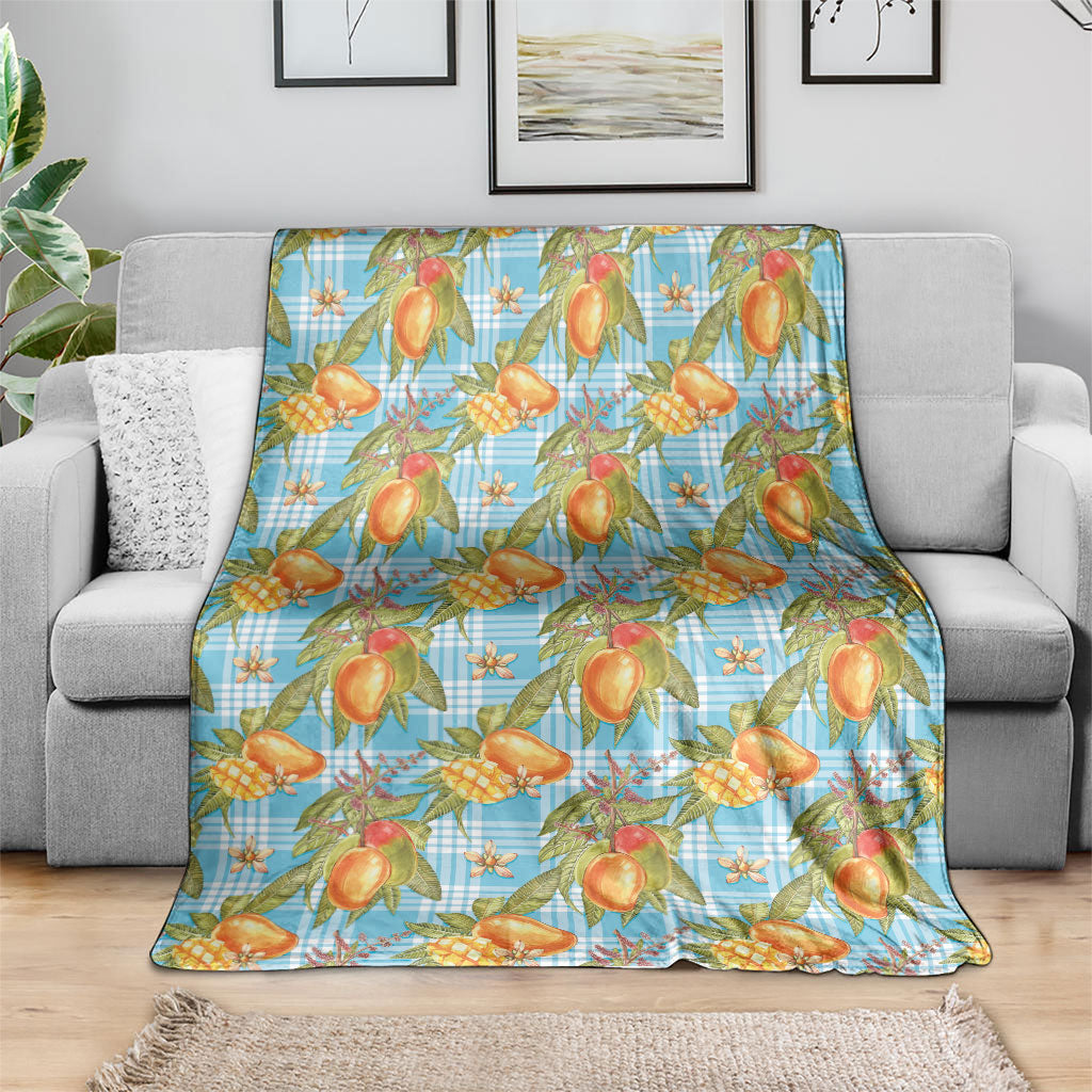 Vintage Hawaii Mango Blanket Blue Hawaiian Palaka LT05 - Polynesian Pride