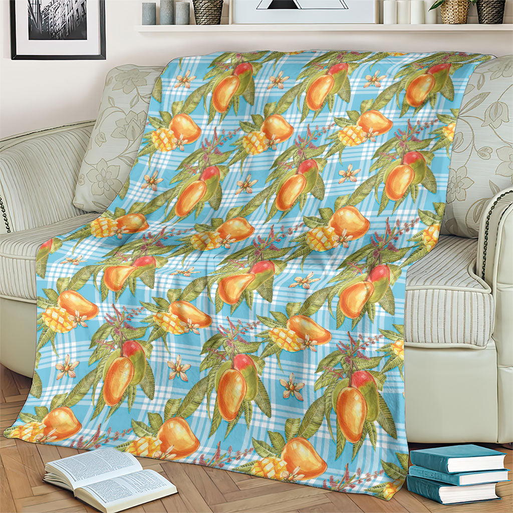 Vintage Hawaii Mango Blanket Blue Hawaiian Palaka LT05 - Polynesian Pride