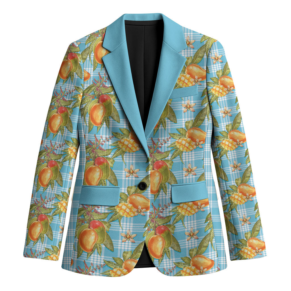 Vintage Hawaii Mango Blazer Blue Hawaiian Palaka LT05 Unisex Blue - Polynesian Pride