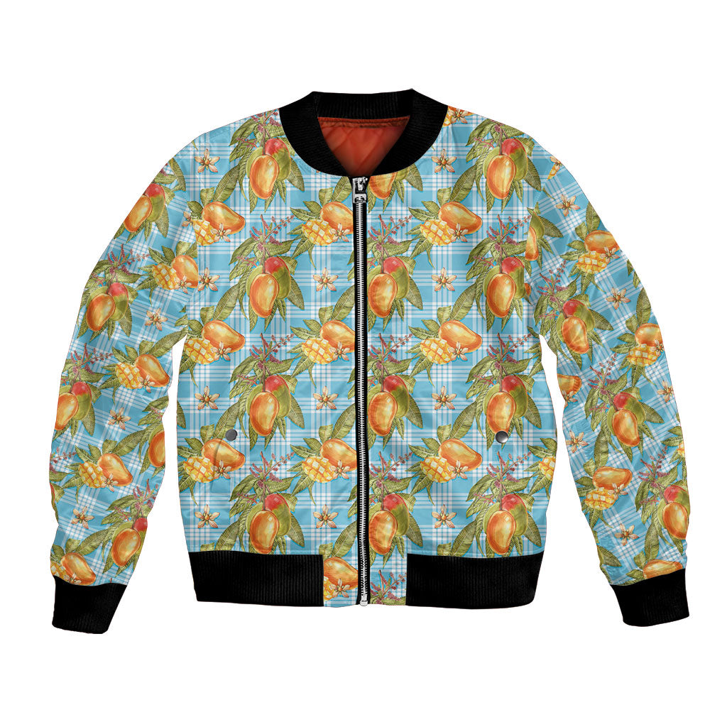 Vintage Hawaii Mango Bomber Jacket Blue Hawaiian Palaka LT05 Unisex Blue - Polynesian Pride