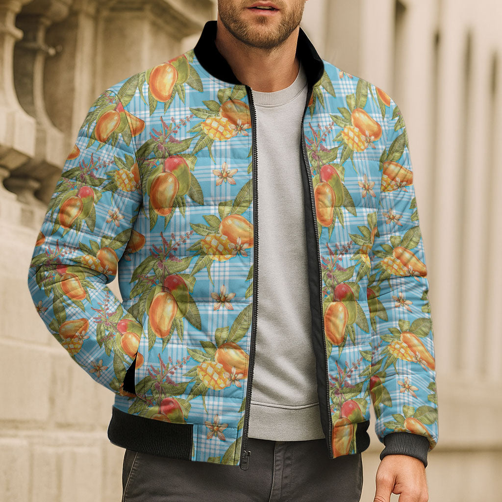 Vintage Hawaii Mango Bomber Puffer Jacket Blue Hawaiian Palaka LT05 - Polynesian Pride