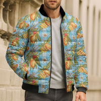 Vintage Hawaii Mango Bomber Puffer Jacket Blue Hawaiian Palaka LT05 - Polynesian Pride