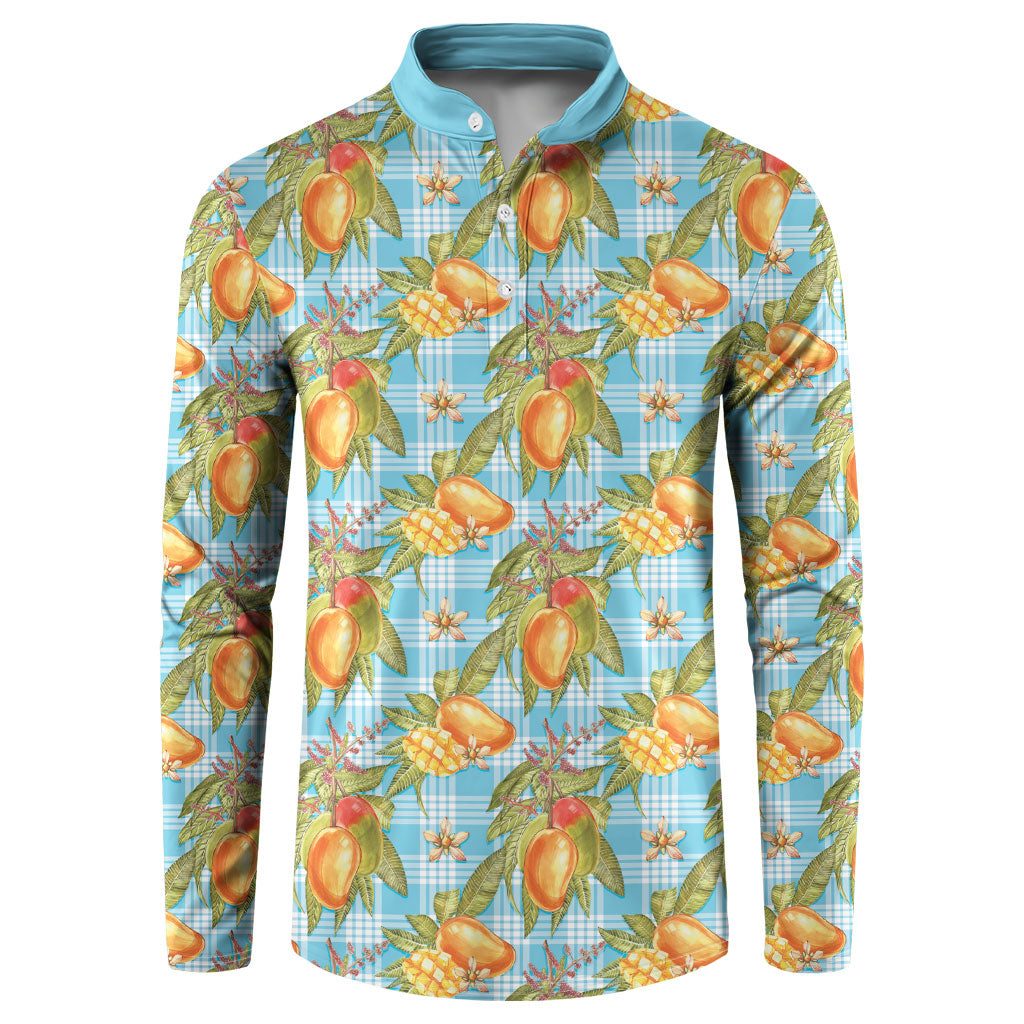 Vintage Hawaii Mango Button Sweatshirt Blue Hawaiian Palaka LT05 Blue - Polynesian Pride