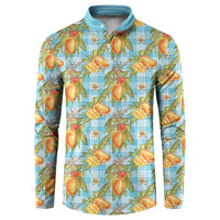 Vintage Hawaii Mango Button Sweatshirt Blue Hawaiian Palaka LT05 Blue - Polynesian Pride