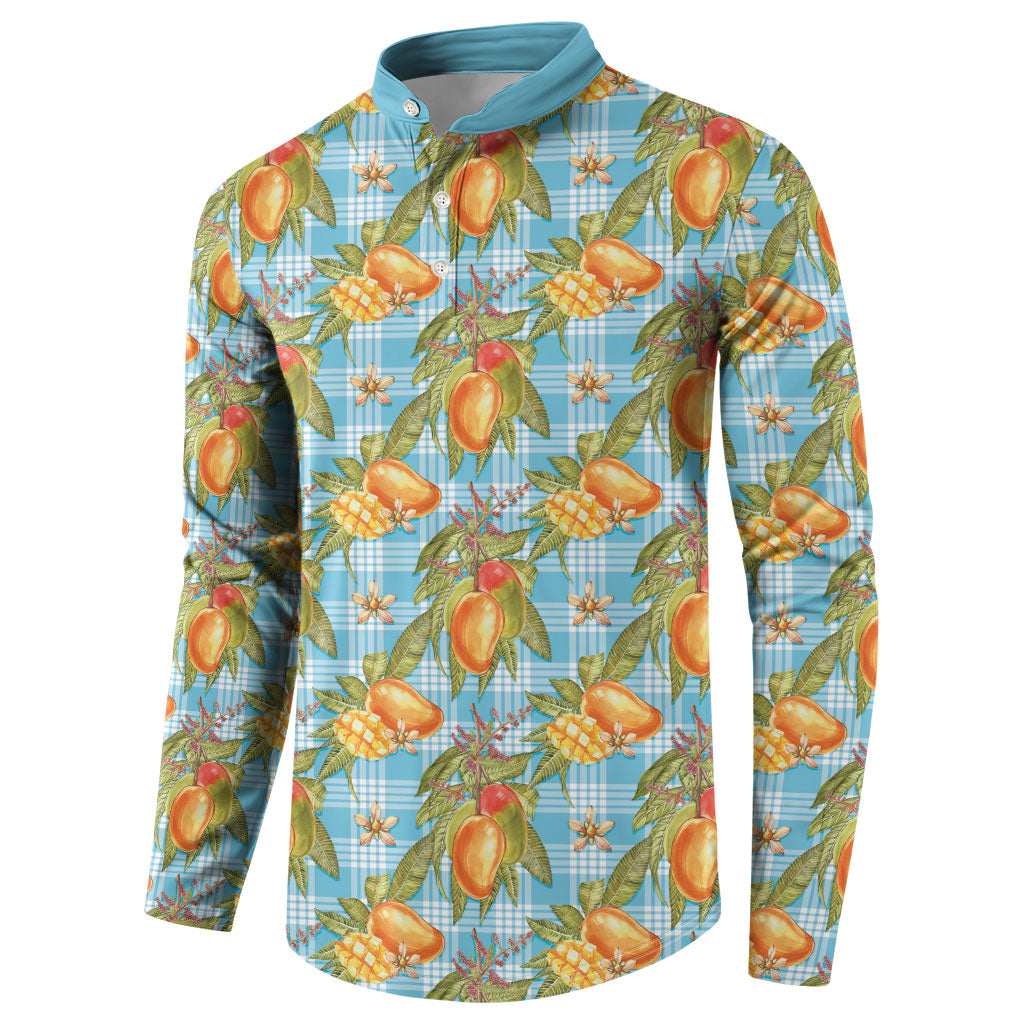 Vintage Hawaii Mango Button Sweatshirt Blue Hawaiian Palaka LT05 - Polynesian Pride