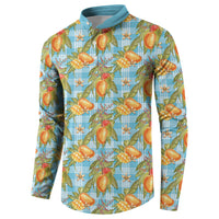 Vintage Hawaii Mango Button Sweatshirt Blue Hawaiian Palaka LT05 - Polynesian Pride