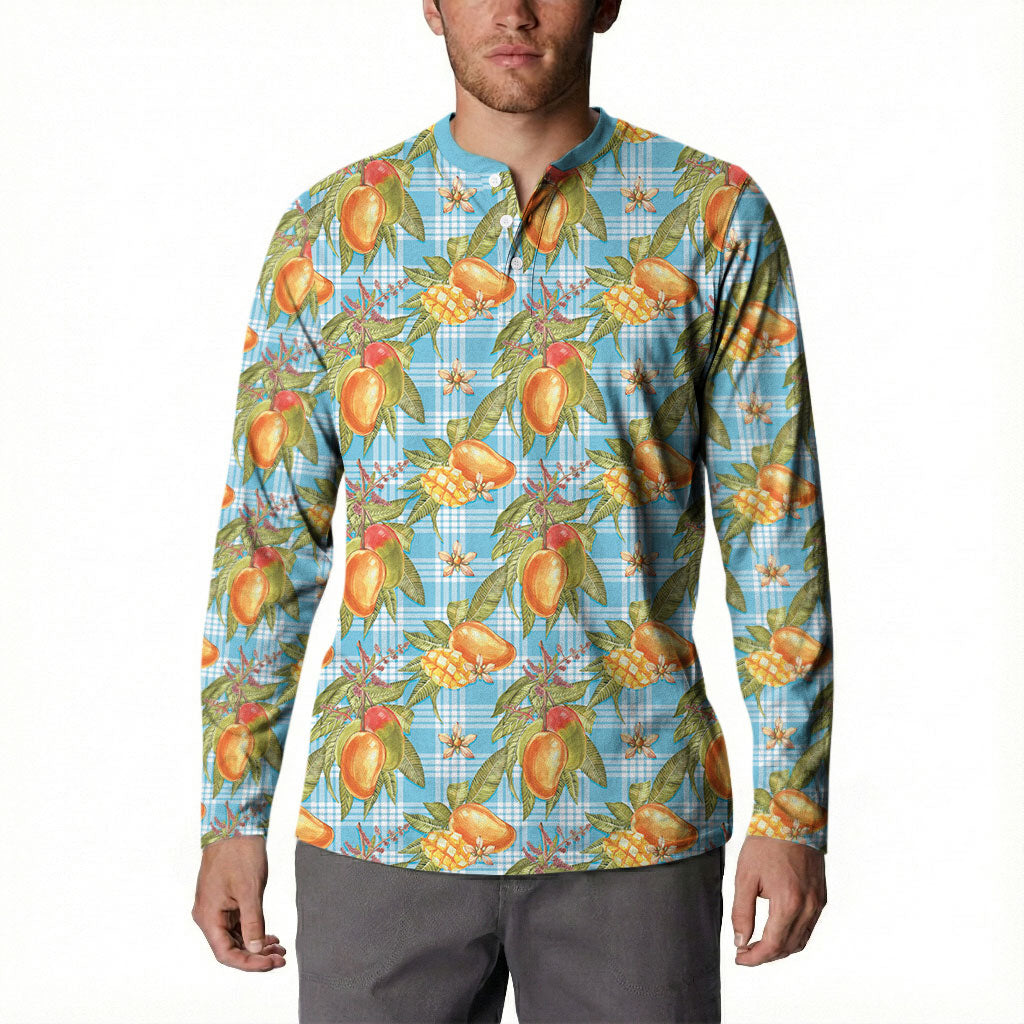 Vintage Hawaii Mango Button Sweatshirt Blue Hawaiian Palaka LT05 - Polynesian Pride